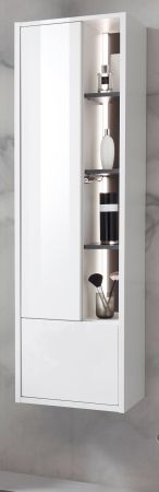 Badezimmer Hochschrank Glide in wei� Hochglanz und grau inkl. Beleuchtung 45 x 150 cm