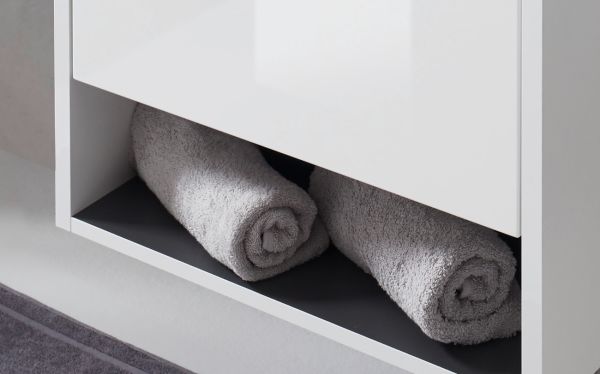 Waschbeckenunterschrank Glide in wei� Hochglanz und grau 60 cm