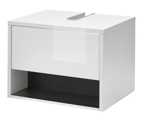 Waschbeckenunterschrank Glide in wei� Hochglanz und grau 60 cm