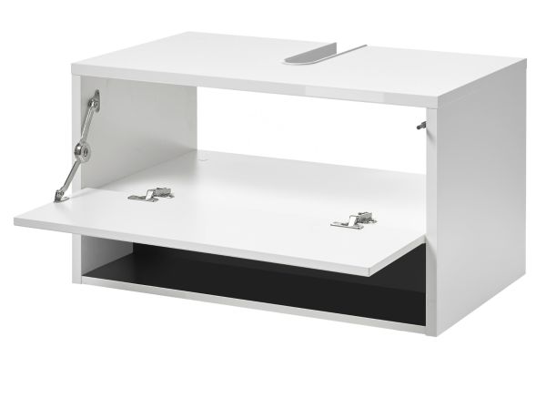 Waschbeckenunterschrank Glide in wei� Hochglanz und grau 80 cm