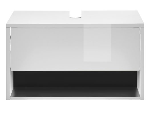 Waschbeckenunterschrank Glide in wei� Hochglanz und grau 80 cm