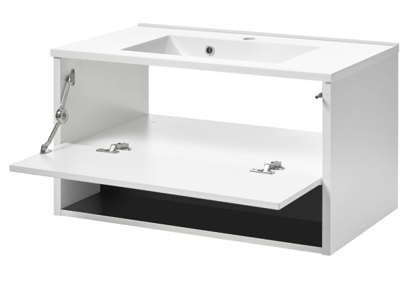 Waschbeckenunterschrank MIT Waschbecken Glide in wei� Hochglanz und grau 80 cm