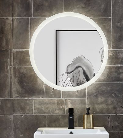 Badezimmer Spiegel Glide mit LED Beleuchtung und Touchschalter rund 60 cm