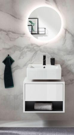 Badezimmer Spiegel Glide mit LED Beleuchtung und Touchschalter rund 60 cm