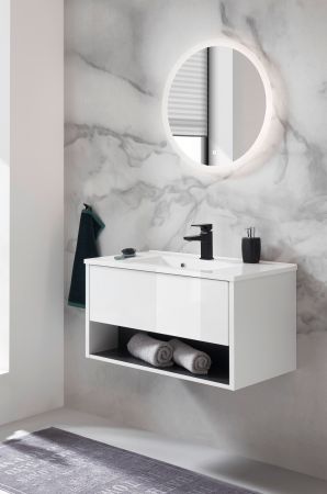 Badezimmer Spiegel Glide mit LED Beleuchtung und Touchschalter rund 60 cm
