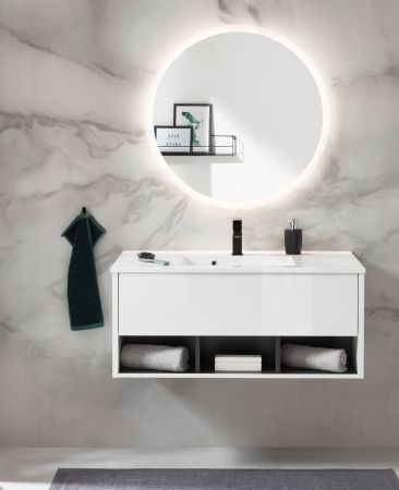 Badezimmer Spiegel Glide mit LED Beleuchtung und Touchschalter rund 80 cm