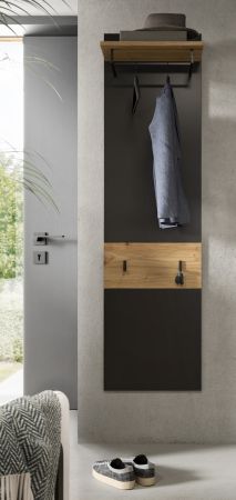 Garderobenpaneel Cooper in grau und Artisan Eiche Wandgarderobe 45 x 165 cm