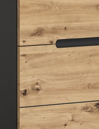 Garderobe Set 3-teilig Cooper in Artisan Eiche und Grau 180 cm, Soft-Close