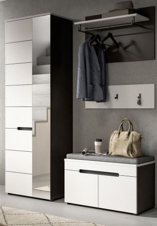 Garderobenschrank Cooper in Wei� und Grau 65 x 190 cm mit variabler Inneneinteilung, Soft-Close