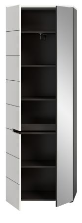 Garderobenschrank Cooper in Wei� und Grau 65 x 190 cm mit variabler Inneneinteilung, Soft-Close