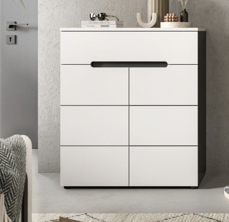 Schuhkommode Cooper in Wei� und Basalt Grau, Flurkommode 80 x 94 cm mit Soft-Close
