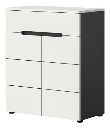 Schuhkommode Cooper in Wei� und Basalt Grau, Flurkommode 80 x 94 cm mit Soft-Close