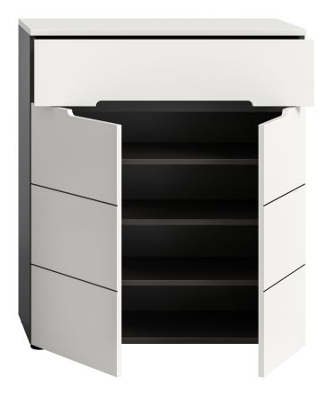 Schuhkommode Cooper in Wei� und Basalt Grau, Flurkommode 80 x 94 cm mit Soft-Close