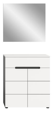 Garderobe Set 2-teilig Cooper in wei� und grau Schuhkommode und Spiegel, Soft-Close
