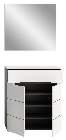 Garderobe Set 2-teilig Cooper in wei� und grau Schuhkommode und Spiegel, Soft-Close