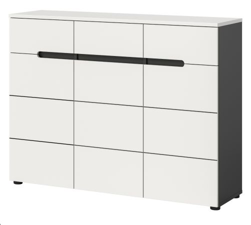 Schuhkommode Cooper Wei� und Basalt Grau 120 x 94 cm, Vollauszug und Soft-Close