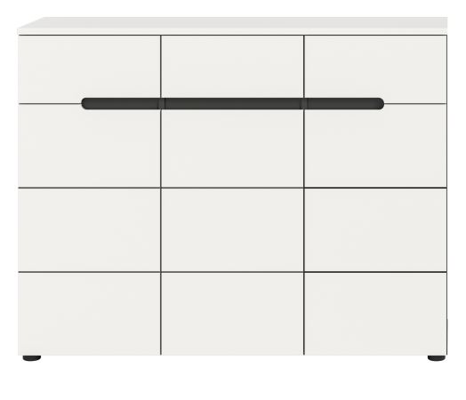 Schuhkommode Cooper Wei� und Basalt Grau 120 x 94 cm, Vollauszug und Soft-Close