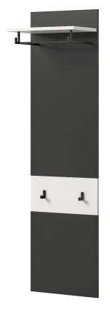 Garderobenpaneel Cooper in Basalt Grau und Wei�, Wandgarderobe 45 x 165 cm