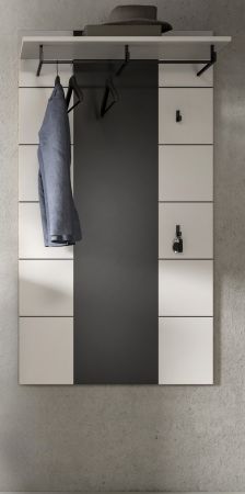 Garderobenpaneel Cooper in Wei� und Basalt Grau, Wandgarderobe 80 x 141 cm