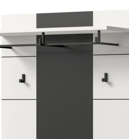 Garderobenpaneel Cooper in Wei� und Basalt Grau, Wandgarderobe 80 x 141 cm