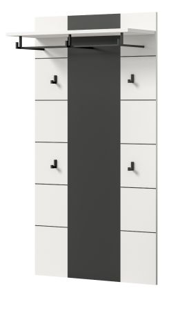 Garderobenpaneel Cooper in Wei� und Basalt Grau, Wandgarderobe 80 x 141 cm