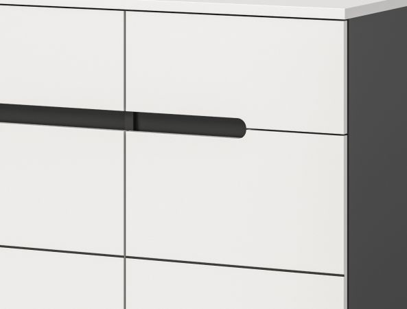 Garderobe Set 3-teilig Cooper in Wei� und Basalt Grau 215 cm, Soft-Close und Vollauszug