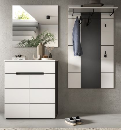 Garderobe Set 3-teilig Cooper in wei� und grau 175 cm, Soft-Close