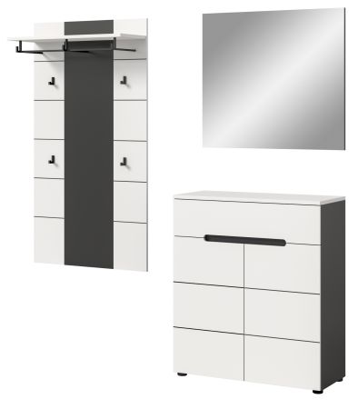 Garderobe Set 3-teilig Cooper in wei� und grau 175 cm, Soft-Close
