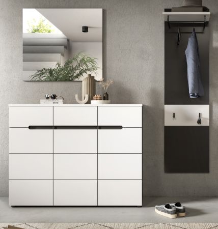 Garderobe Set 3-teilig Cooper in wei� und grau 180 cm, Soft-Close