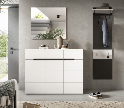 Garderobe Set 3-teilig Cooper in wei� und grau 180 cm, Soft-Close