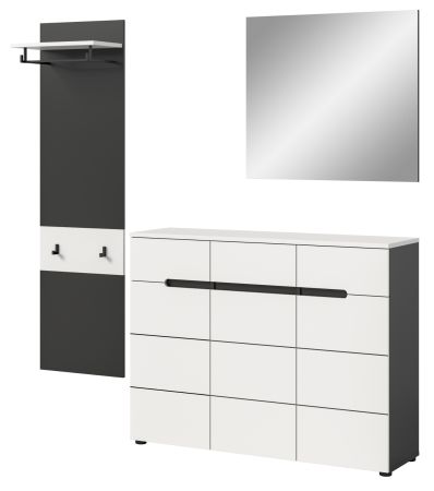 Garderobe Set 3-teilig Cooper in wei� und grau 180 cm, Soft-Close