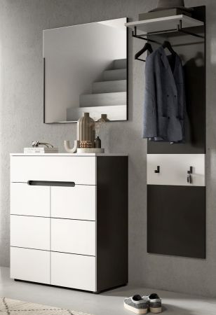 Garderobe Set 3-teilig Cooper in wei� und grau 140 cm, Soft-Close