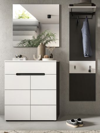 Garderobe Set 3-teilig Cooper in wei� und grau 140 cm, Soft-Close