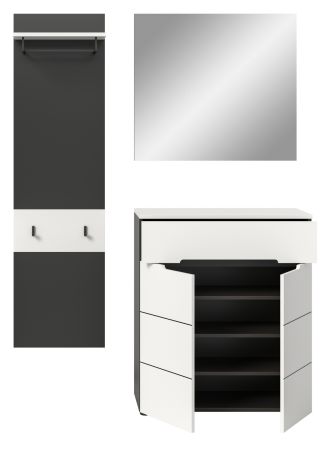 Garderobe Set 3-teilig Cooper in wei� und grau 140 cm, Soft-Close