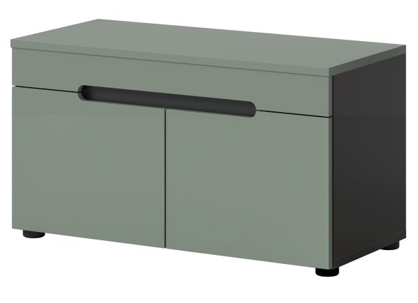 Garderobe Sitzbank Cooper in Salbei und Basalt Grau Garderobenbank 80 cm, Soft-Close