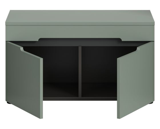 Garderobe Sitzbank Cooper in Salbei und Basalt Grau Garderobenbank 80 cm, Soft-Close