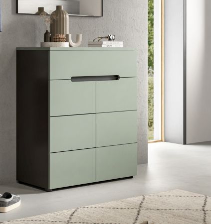 Schuhkommode Cooper in Salbei und Basalt Grau Flurkommode 80 x 94 cm, Soft-Close