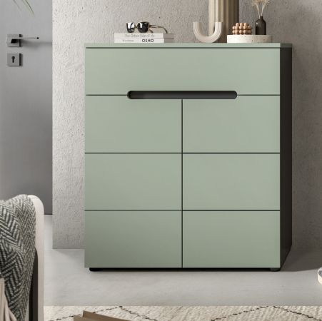 Schuhkommode Cooper in Salbei und Basalt Grau Flurkommode 80 x 94 cm, Soft-Close