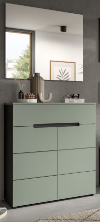 Garderobe Set 2-teilig Cooper in salbei und grau Schuhkommode und Spiegel, Soft-Close