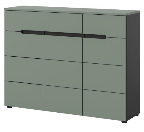 Schuhkommode Cooper in Salbei und Basalt Grau Flurkommode 120 x 94 cm, Soft-Close