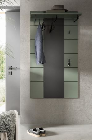 Garderobenpaneel Cooper in Salbei und Grau Wandgarderobe 80 x 141 cm