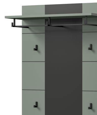 Garderobe Set 5-teilig Cooper in Salbei und Grau 255 cm, Soft-Close