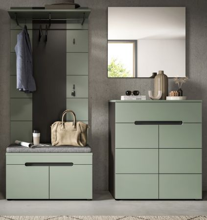 Garderobe Set 4-teilig Cooper in Salbei und Grau 175 cm, Soft-Close