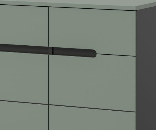 Garderobe Set 3-teilig Cooper in Salbei und Grau 215 cm, Soft-Close