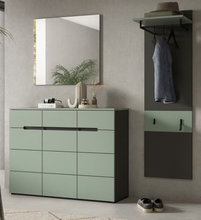 Garderobe Set 3-teilig Cooper in salbei und grau 180 cm, Soft-Close