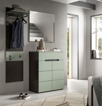 Garderobe Set 3-teilig Cooper in salbei und grau 140 cm, Soft-Close