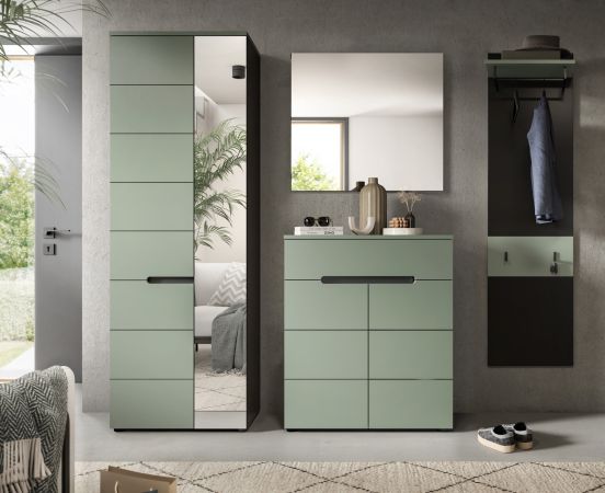 Garderobe Set 4-teilig Cooper in Salbei und Grau 220 cm, Soft-Close