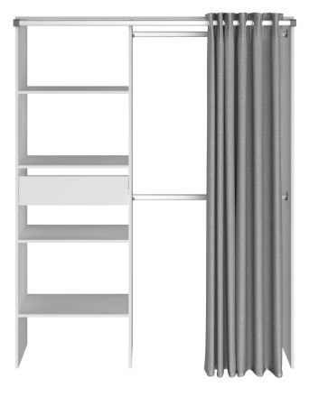 Parisot Kleiderschrank Bari1 in wei� und grau Mehrzweckschrank mit Vorhang 143 x 182 cm