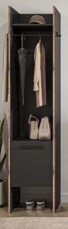 Garderobe Salud in grau und Nox Eiche Kompaktgarderobe 42 x 189 cm
