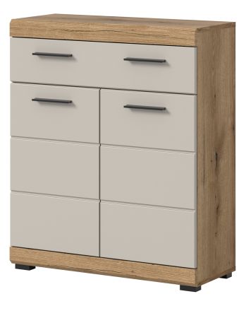 Badezimmer Kommode Shawn in Sand Kashmir und Evoke Eiche Badschrank 74 x 88 cm